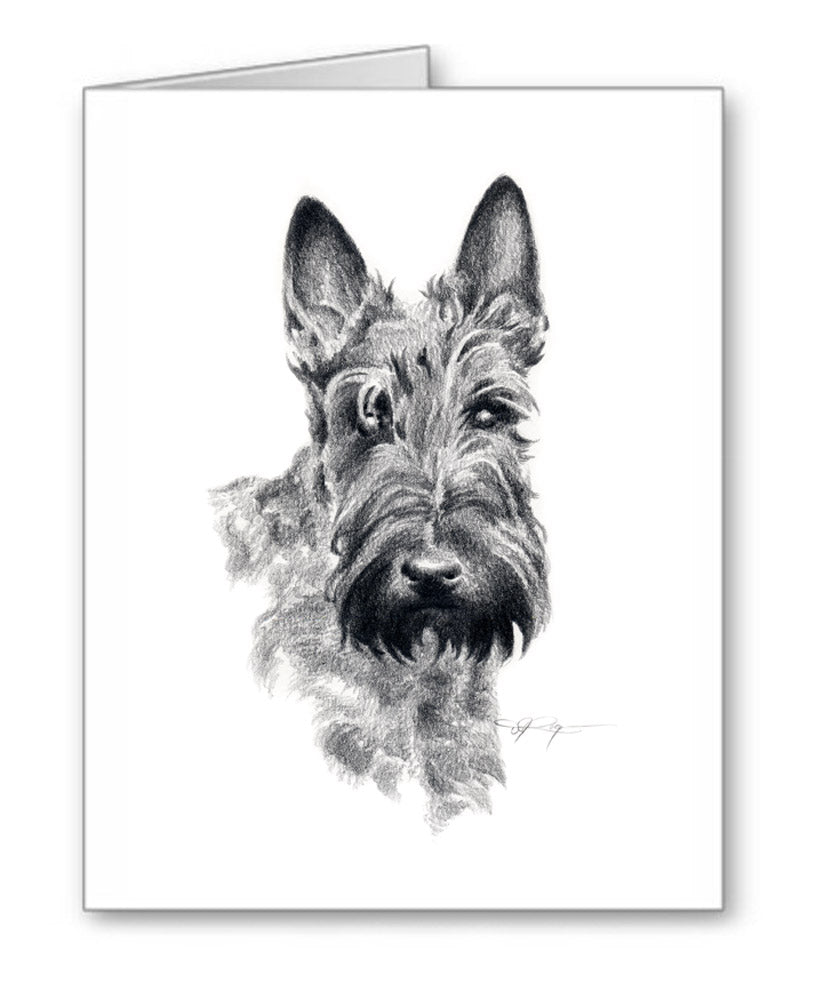 Scottish Terrier Pencil Note Card Art by Artist DJ Rogers