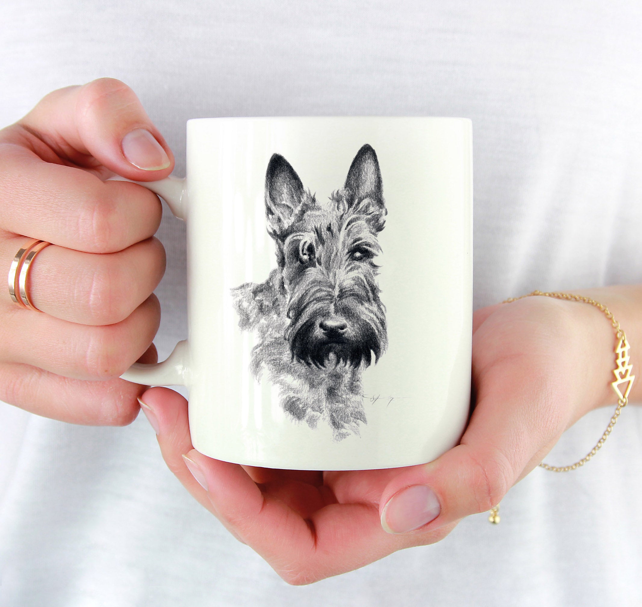 Scottish Terrier Pencil Mug Art by Artist DJ Rogers