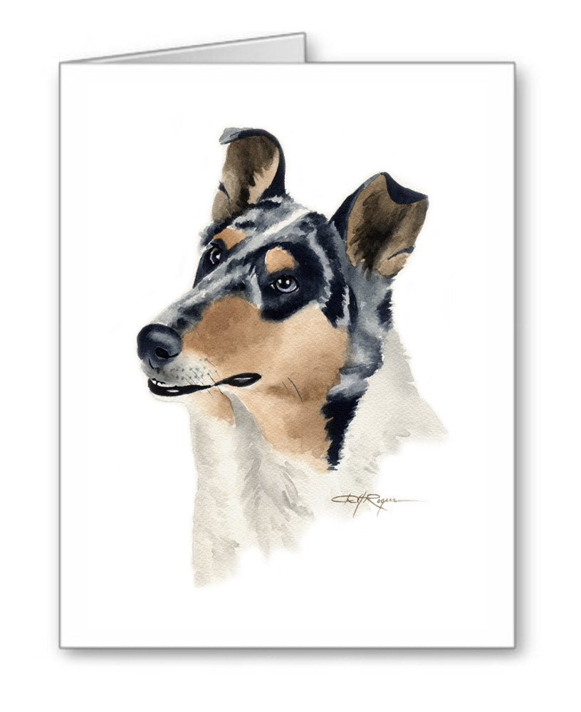 Smooth Collie Watercolor Note Card Art by Artist DJ Rogers