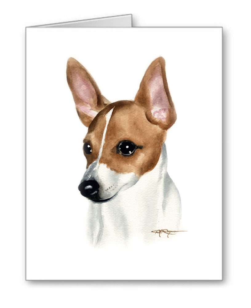 Toy Fox Terrier Watercolor Note Card Art by Artist DJ Rogers