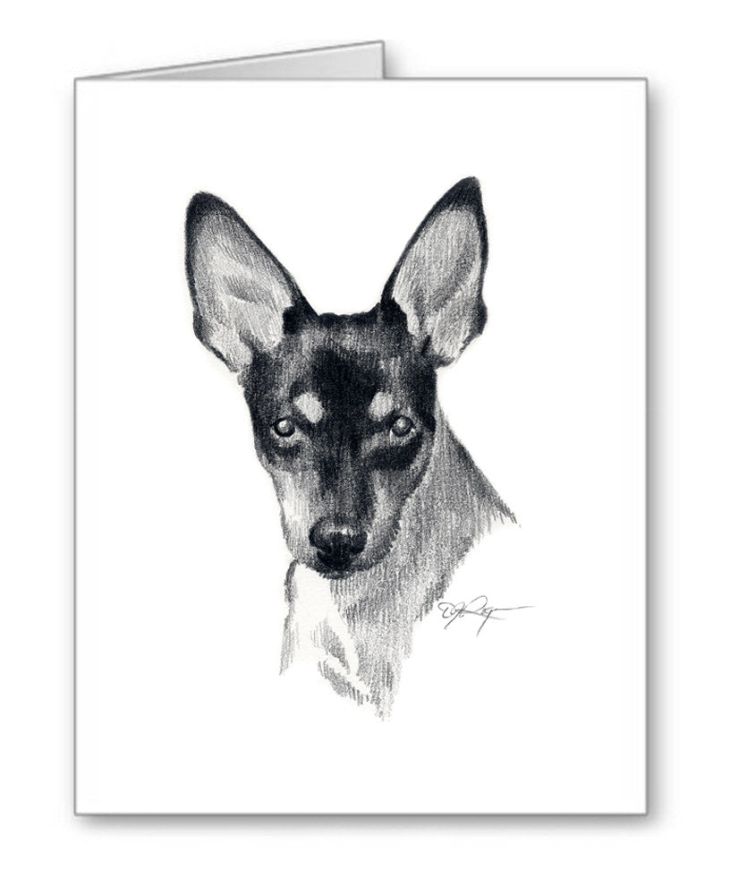 Toy Fox Terrier Pencil Note Card Art by Artist DJ Rogers