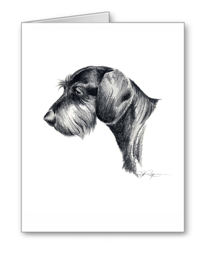 Wire Haired Dachshund Pencil Note Card Art by Artist DJ Rogers