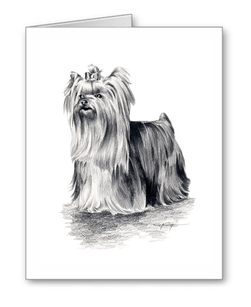 Yorkshire Terrier Pencil Note Card Art by Artist DJ Rogers