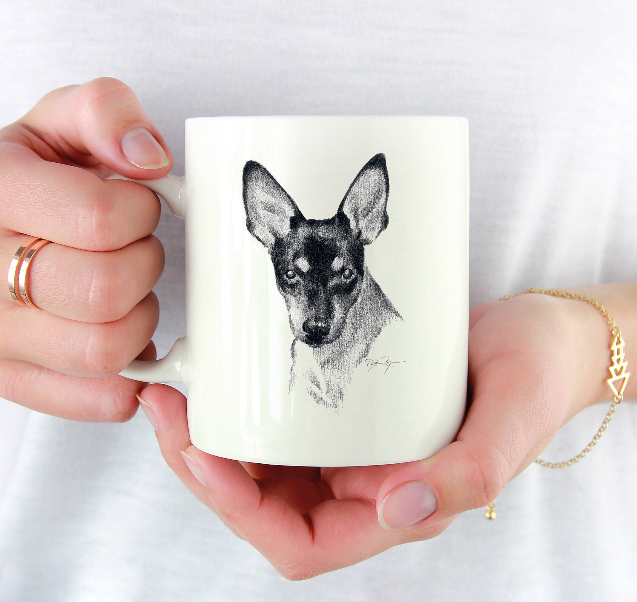 Toy Fox Terrier Pencil Mug Art by Artist DJ Rogers