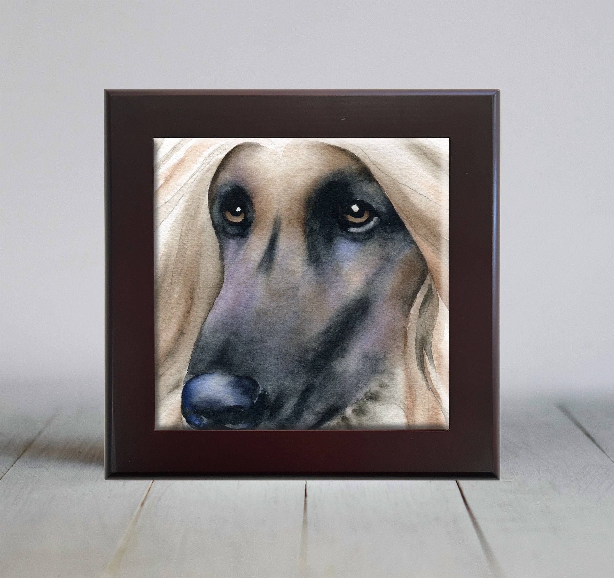Afghan Hound Contemporary Watercolor Dog Art Decorative Tile by Artist DJ Rogers