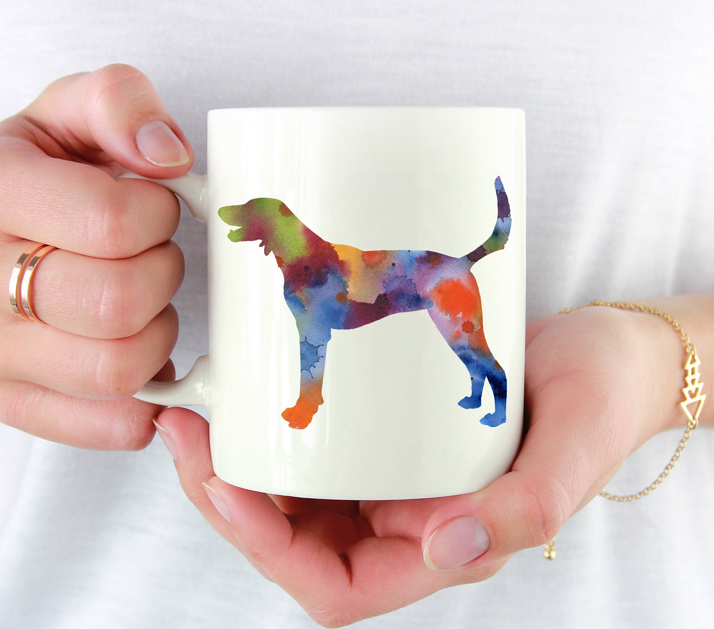 American Foxhound Watercolor Mug Art by Artist DJ Rogers