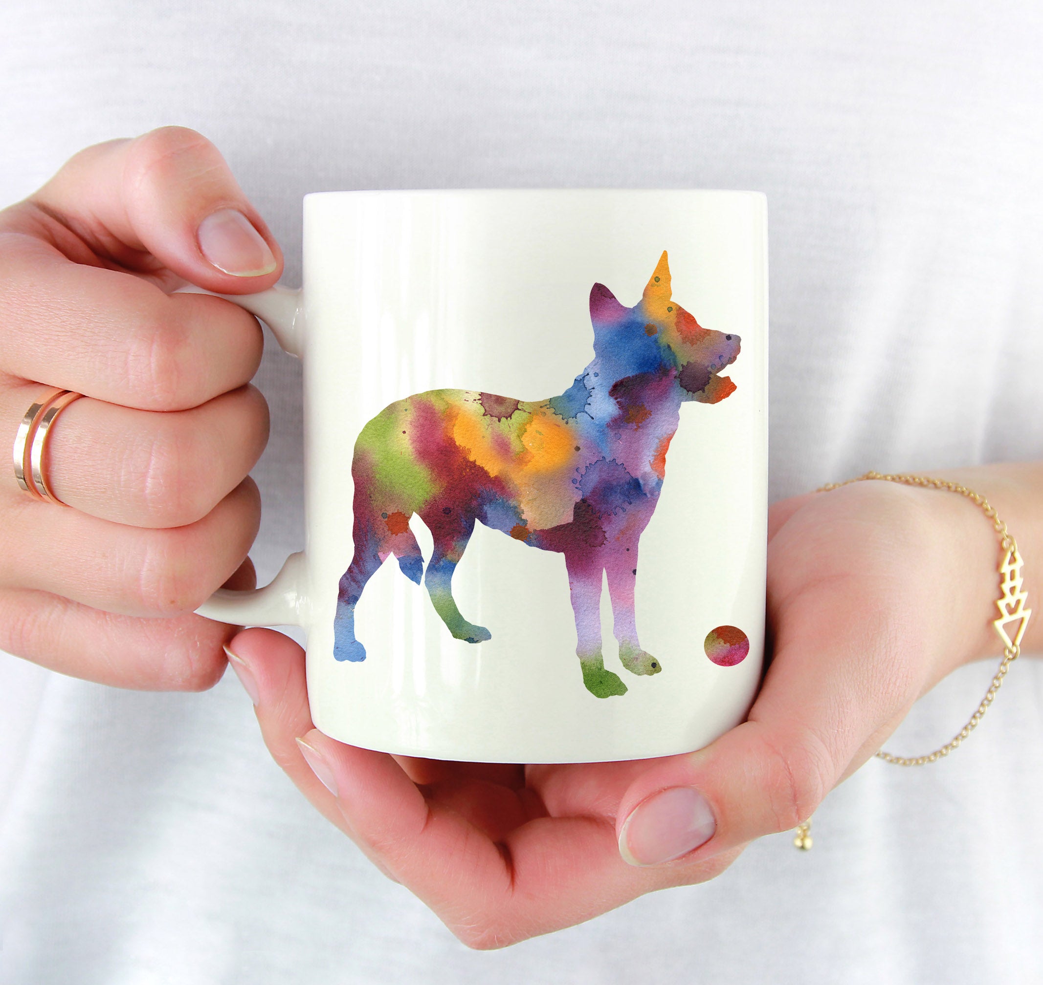 Australian Cattle Dog Watercolor Mug Art by Artist DJ Rogers