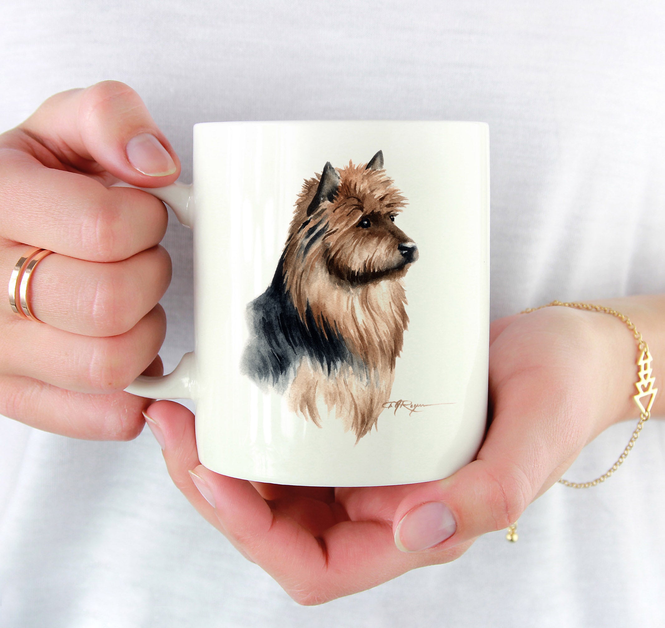 Australian Terrier Watercolor Mug Art by Artist DJ Rogers