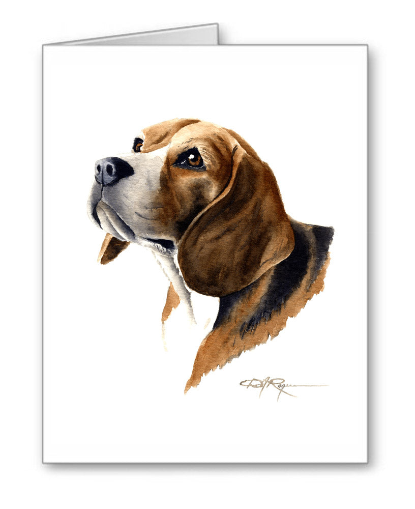 Beagle Watercolor Note Card Art by Artist DJ Rogers