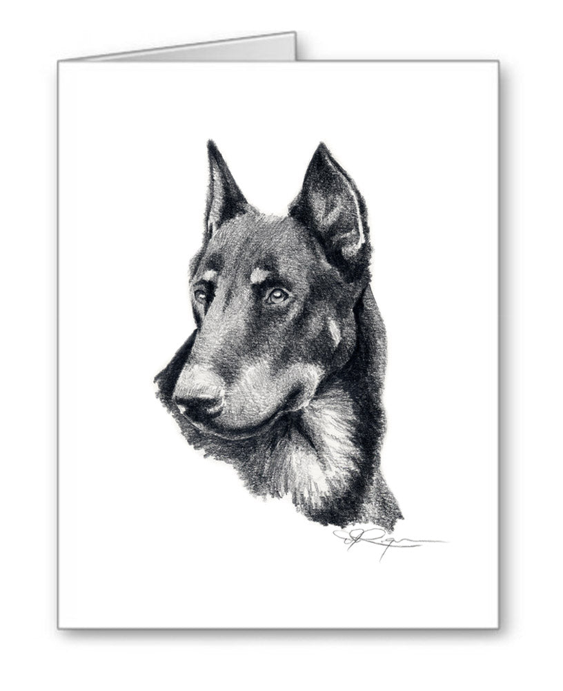 Beauceron Pencil Note Card Art by Artist DJ Rogers