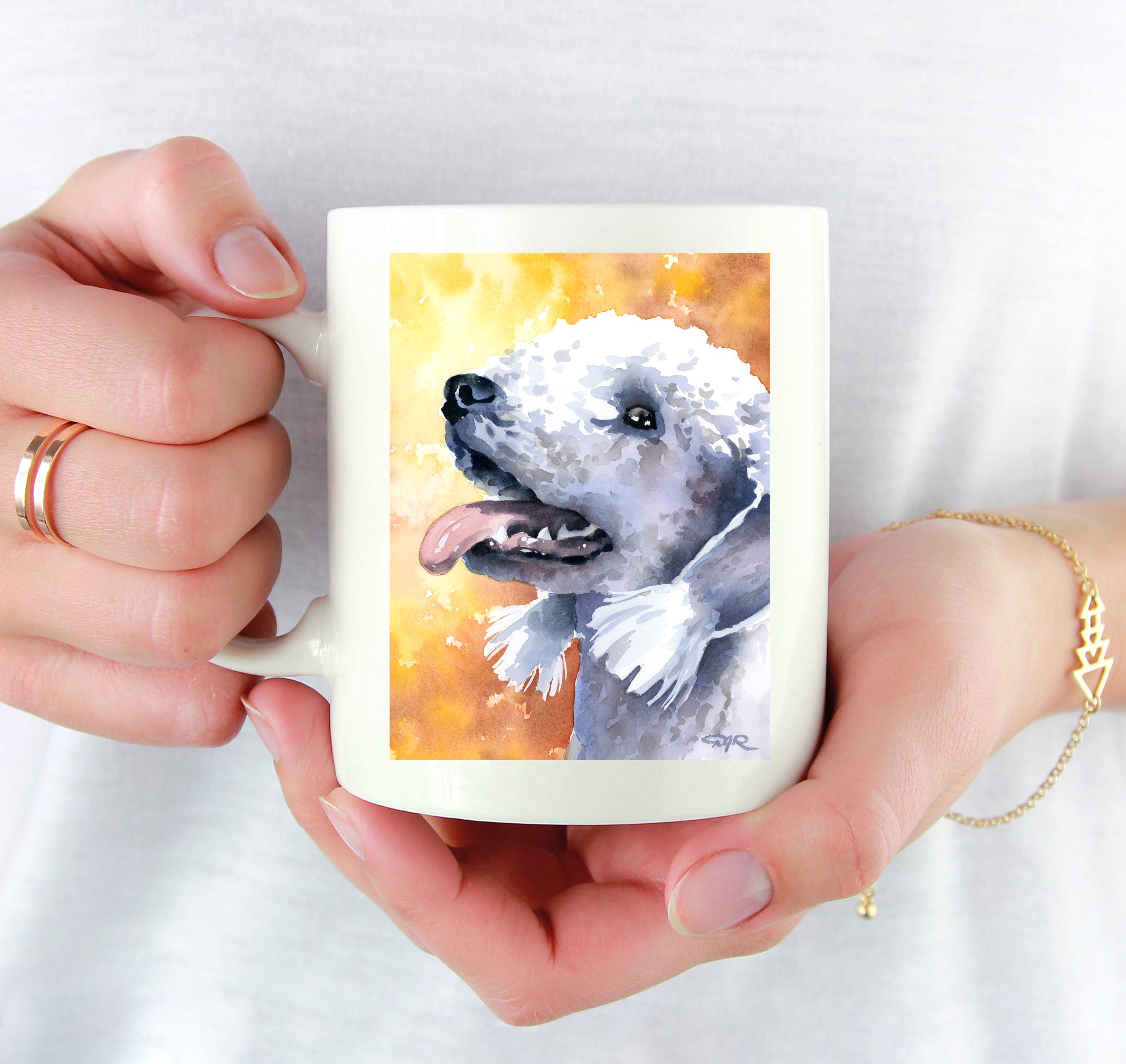 Bedlington Terrier Watercolor Mug Art by Artist DJ Rogers