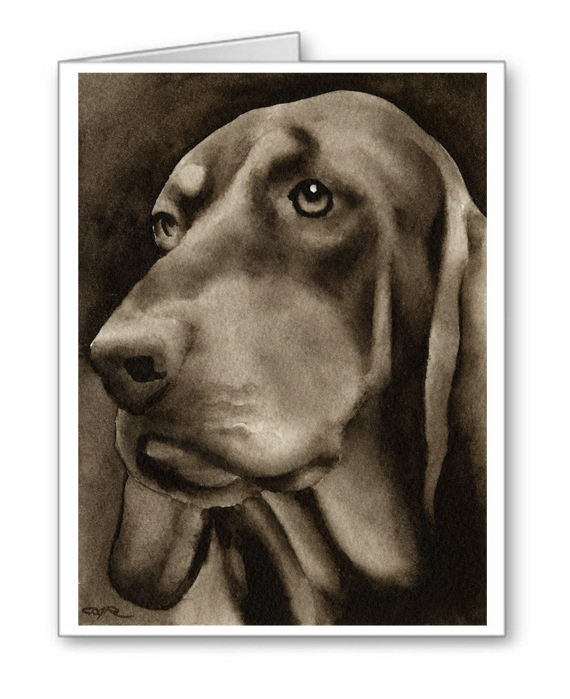 Black Tan Coonhound Watercolor Note Card Art by Artist DJ Rogers