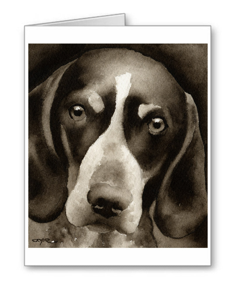 Bluetick Coonhound Watercolor Note Card Art by Artist DJ Rogers
