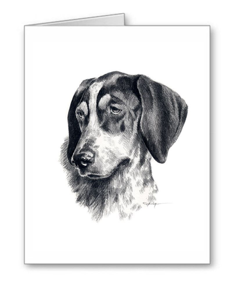 Bluetick Coonhound Pencil Note Card Art by Artist DJ Rogers