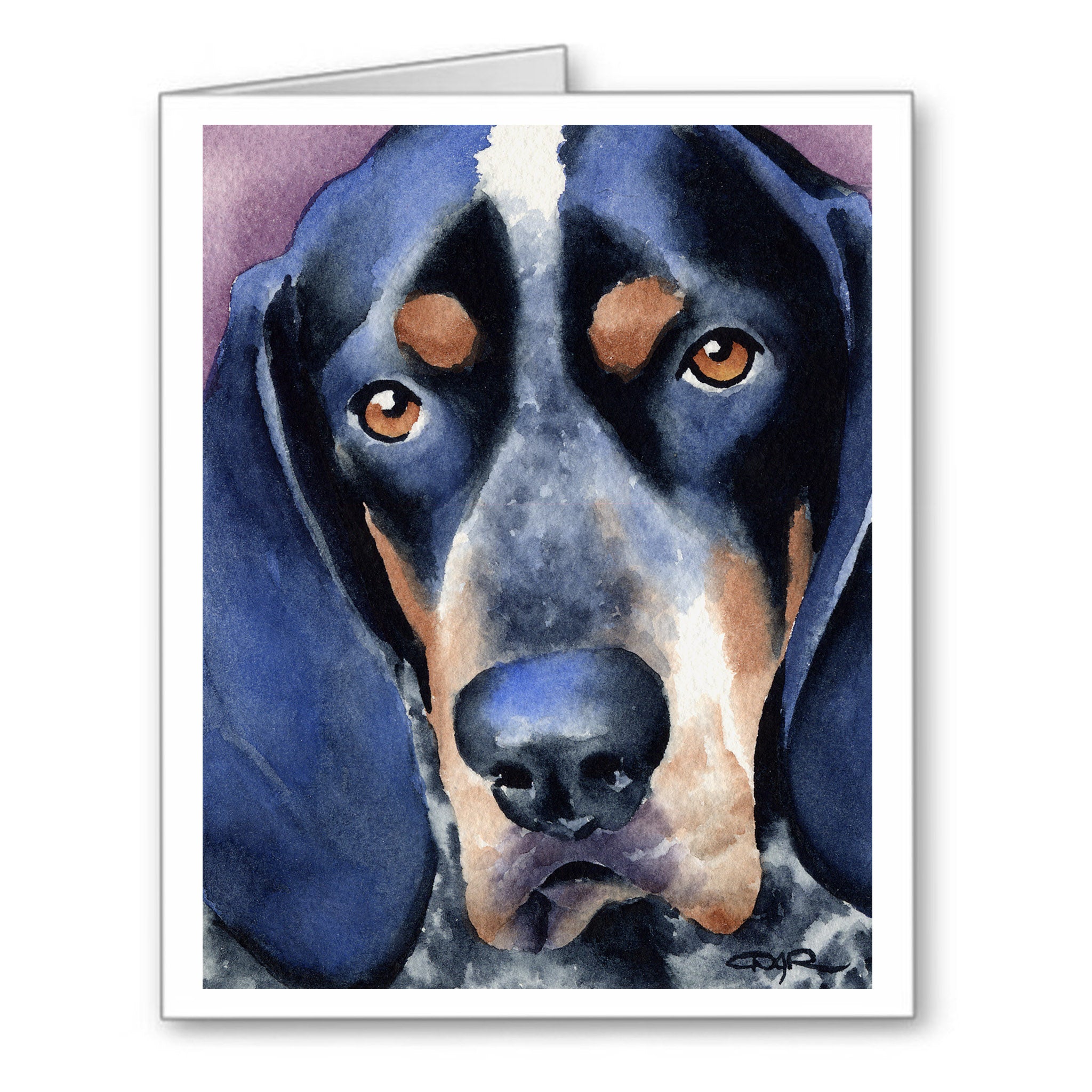 Bluetick Coonhound Dog Art Note Card Birthday Anniversary Party