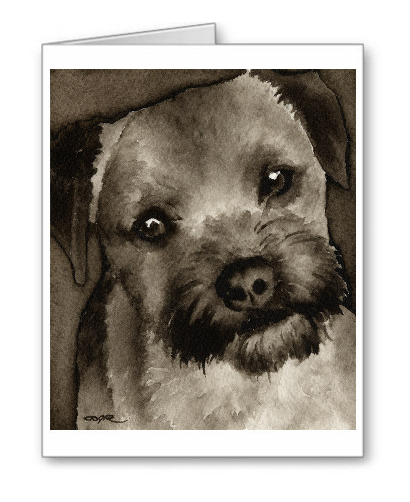Border Terrier Watercolor Note Card Art by Artist DJ Rogers