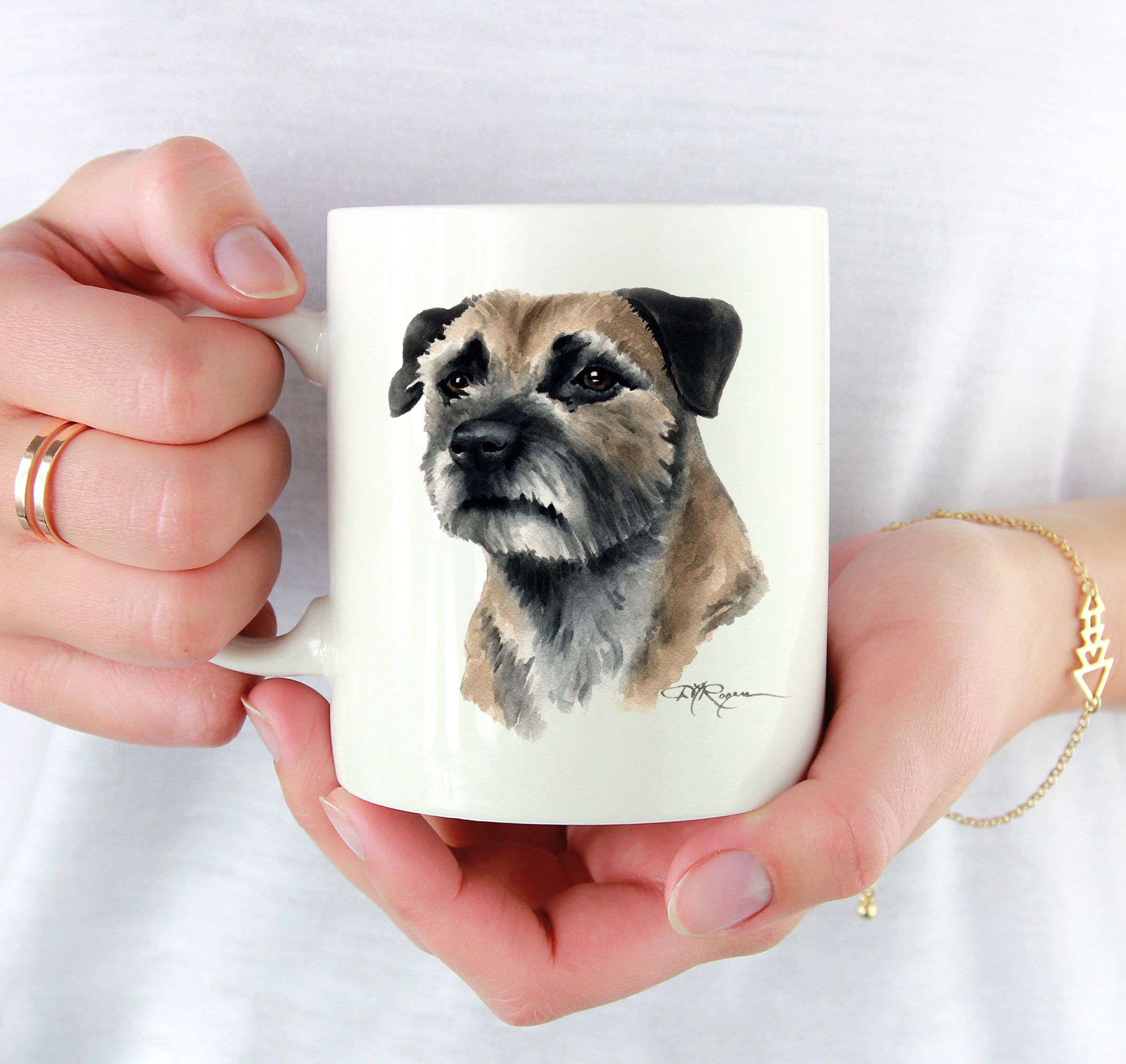Border Terrier Watercolor Mug Art by Artist DJ Rogers