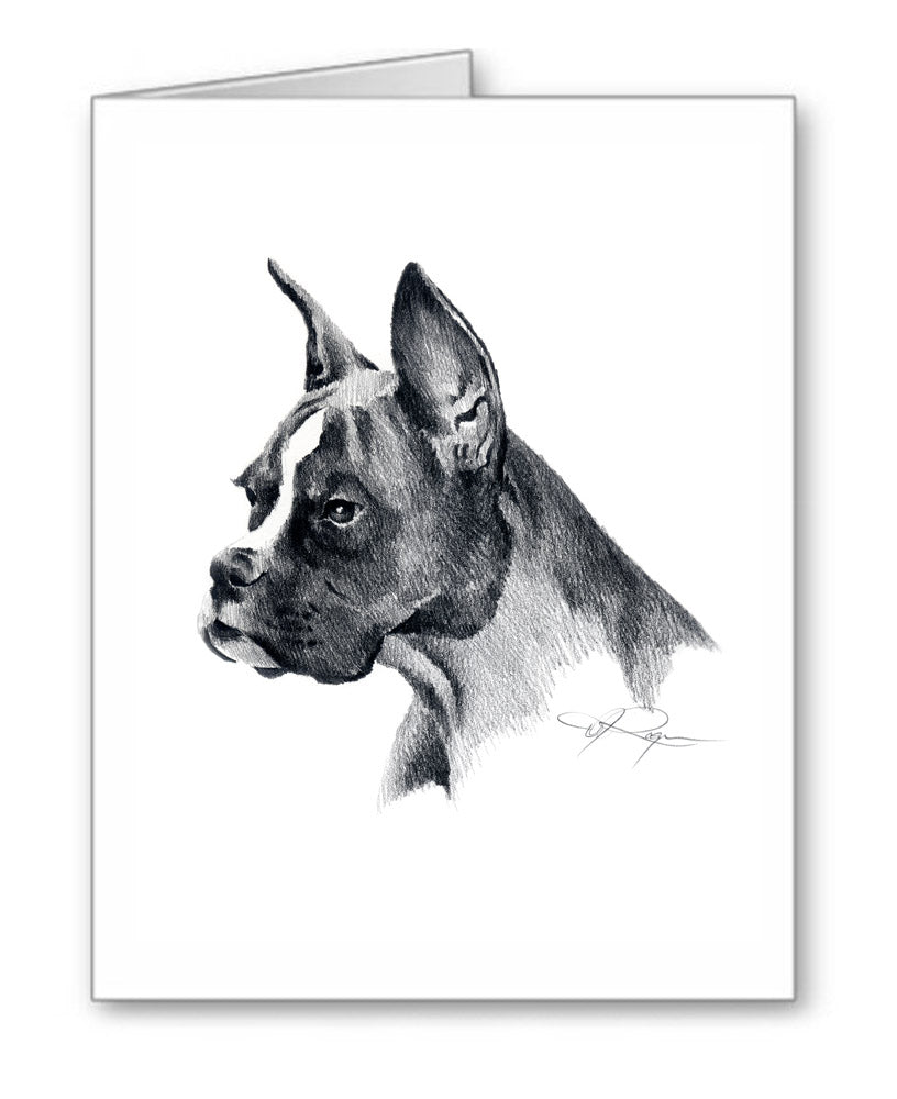 Boxer Pencil Note Card Art by Artist DJ Rogers