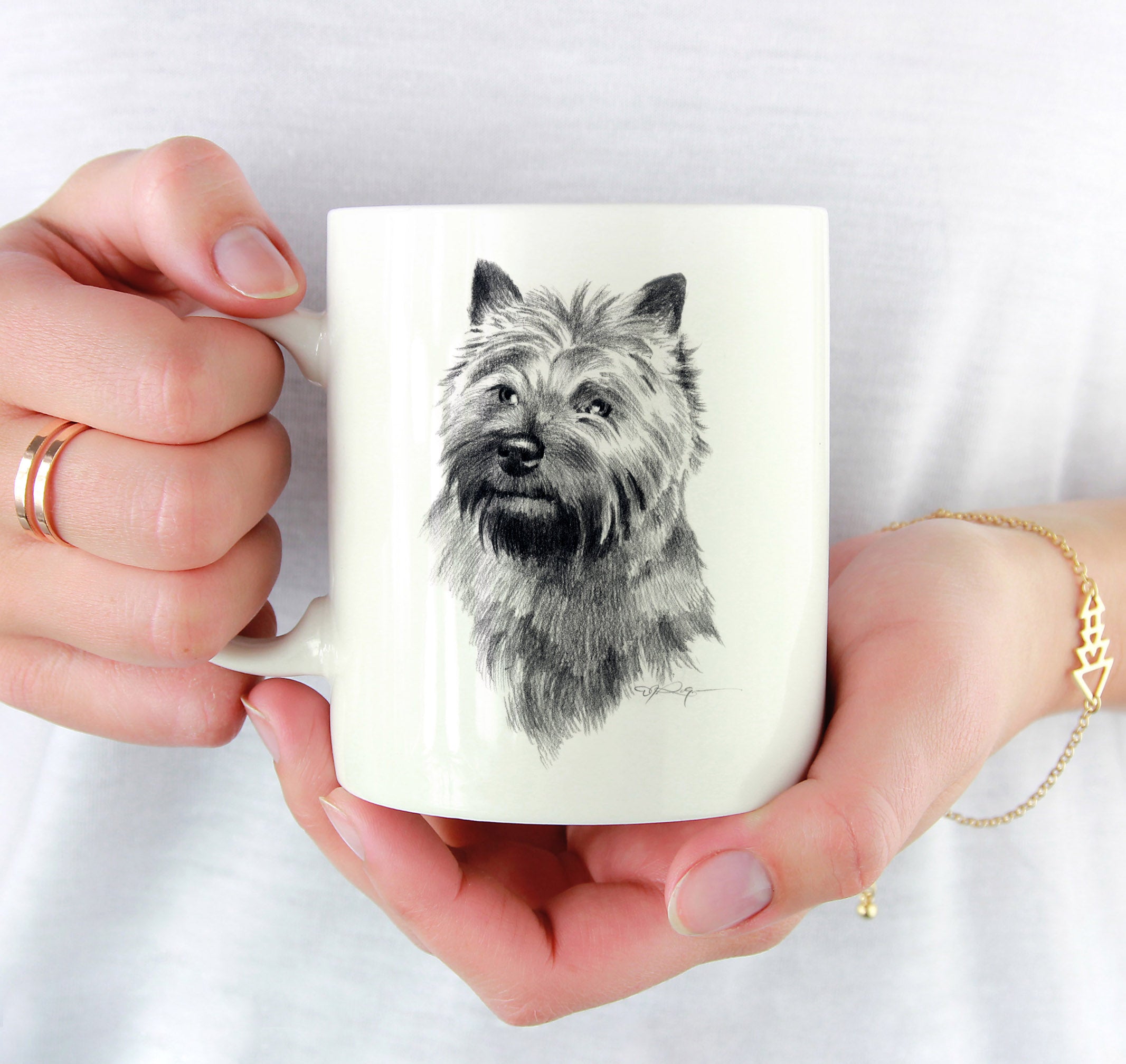 Cairn Terrier Pencil Mug Art by Artist DJ Rogers