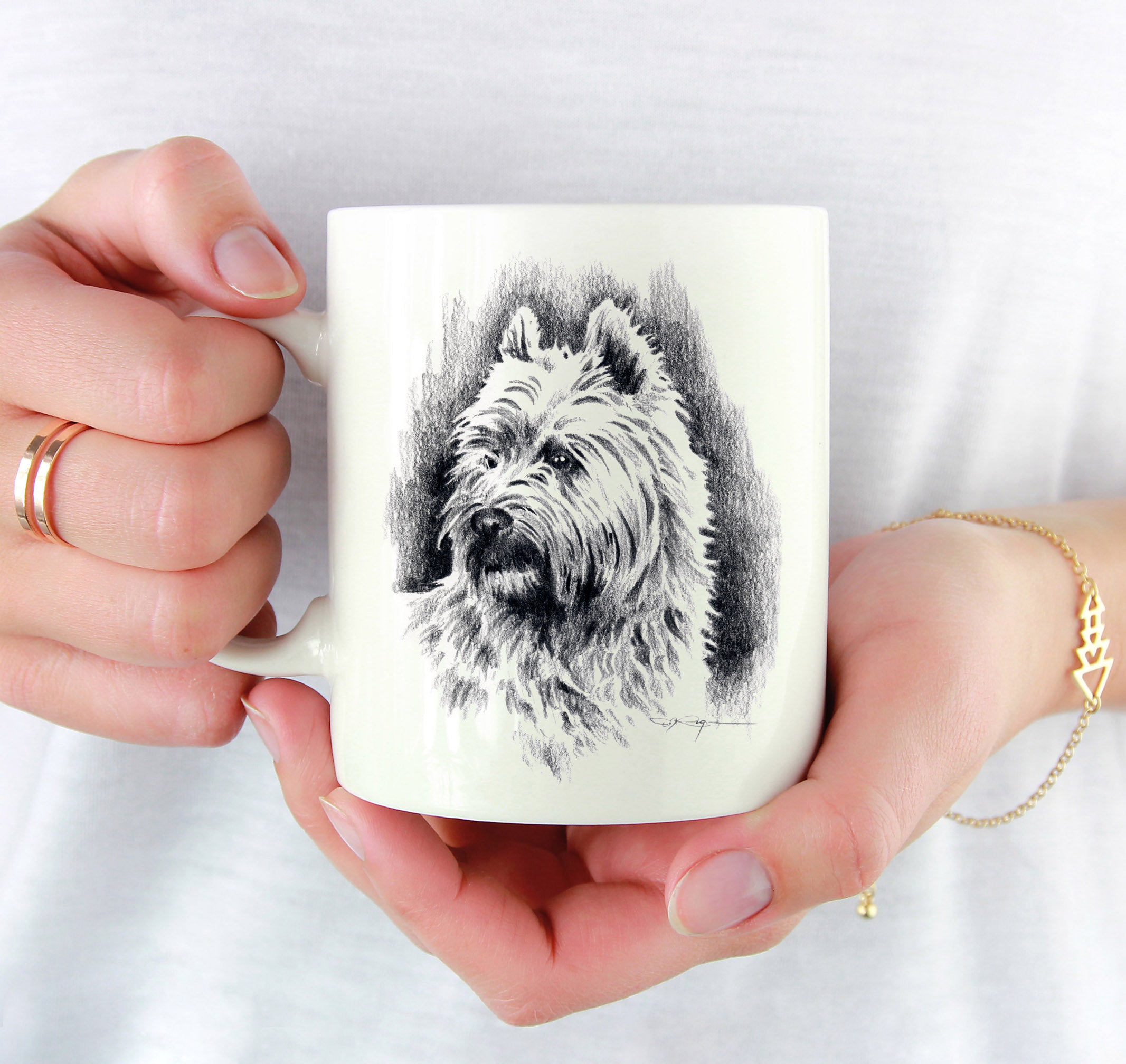 Cairn Terrier Pencil Mug Art by Artist DJ Rogers