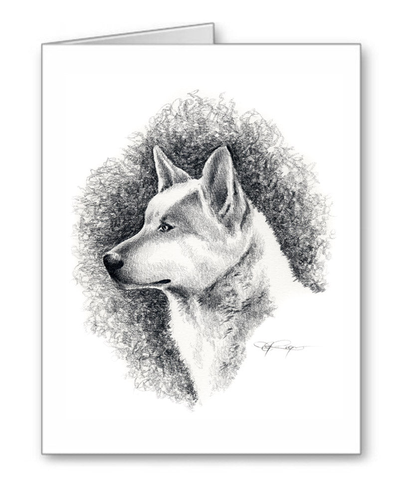 Canaan Dog Pencil Note Card Art by Artist DJ Rogers