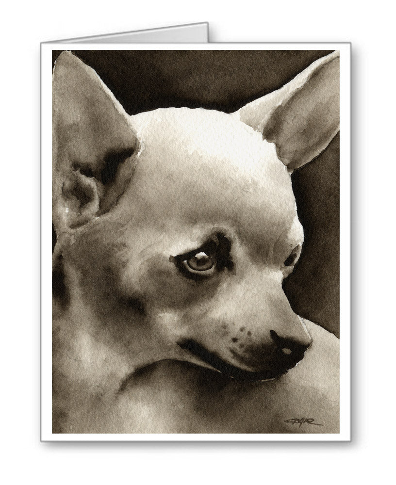 Chihuahua Watercolor Note Card Art by Artist DJ Rogers