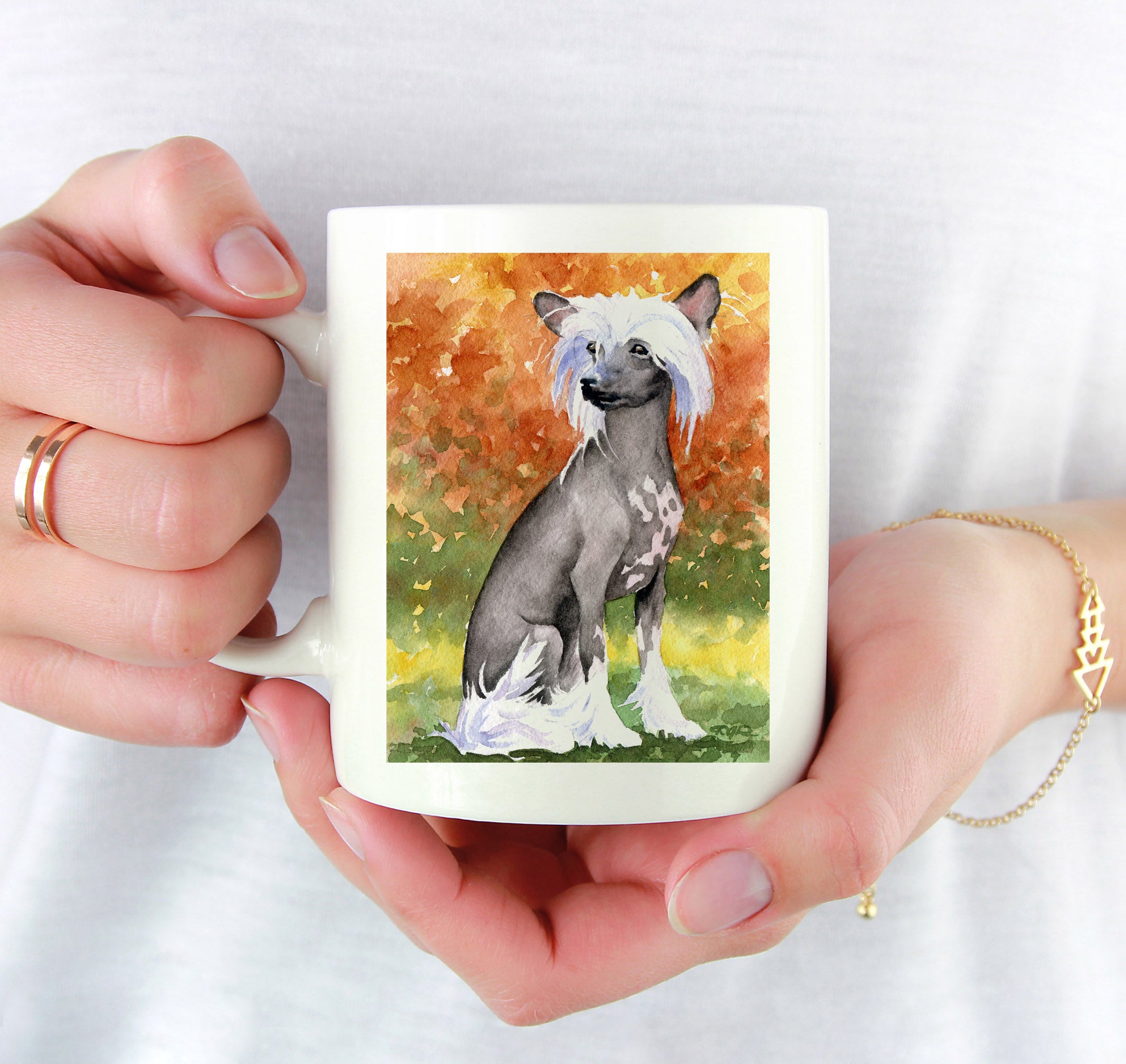 Chinese Crested Watercolor Mug Art by Artist DJ Rogers