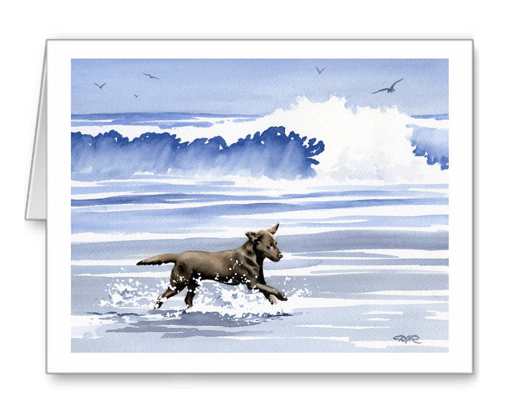 Chocolate Lab Watercolor Note Card Art by Artist DJ Rogers