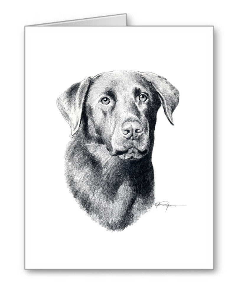 Chocolate Lab Pencil Note Card Art by Artist DJ Rogers