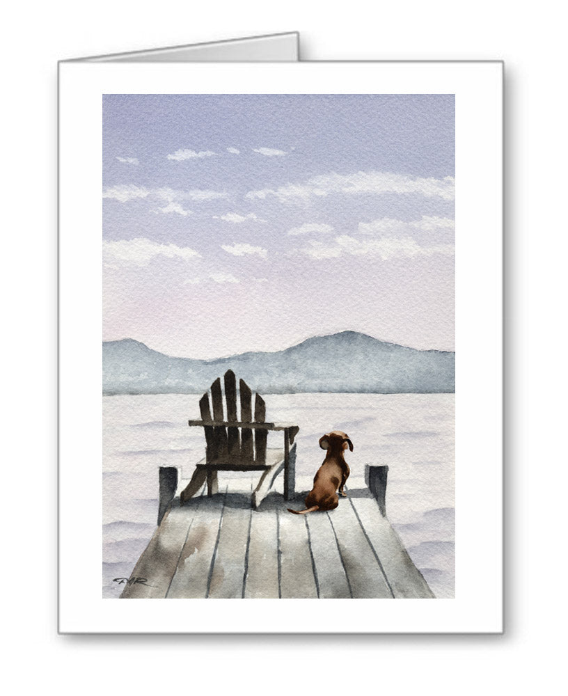 Dachshund Watercolor Note Card Art by Artist DJ Rogers