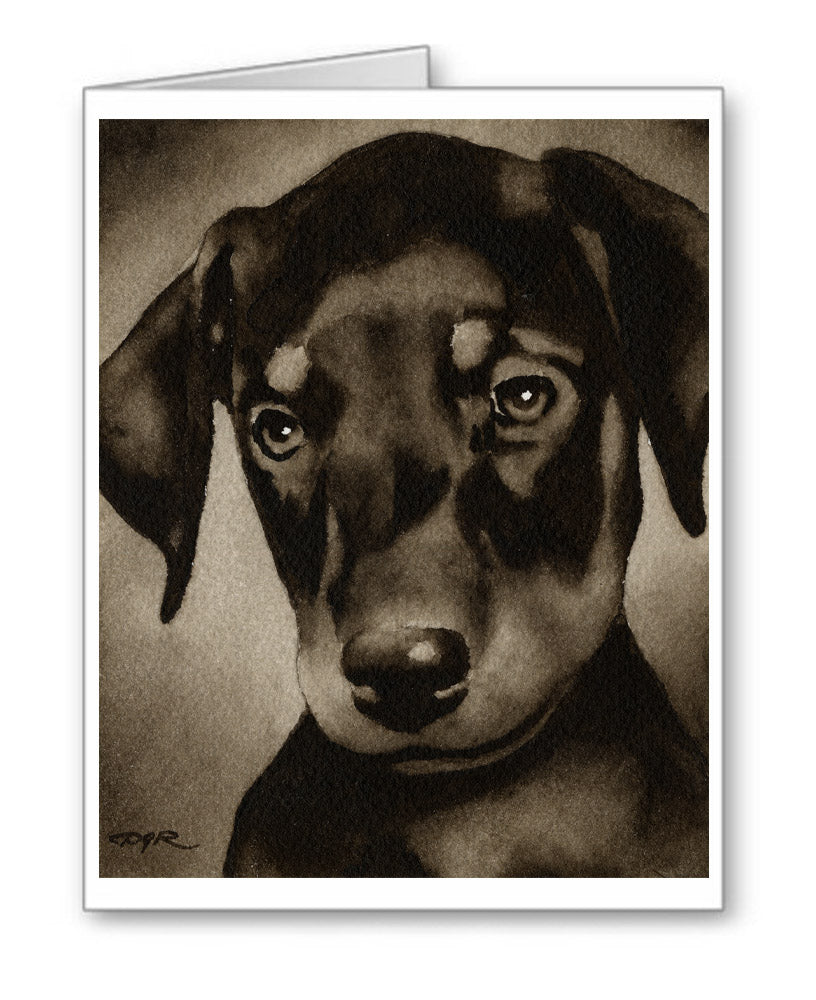 Note Pincher Doberman Pinscher Watercolor Art Paintings – Dog Prints Gallery