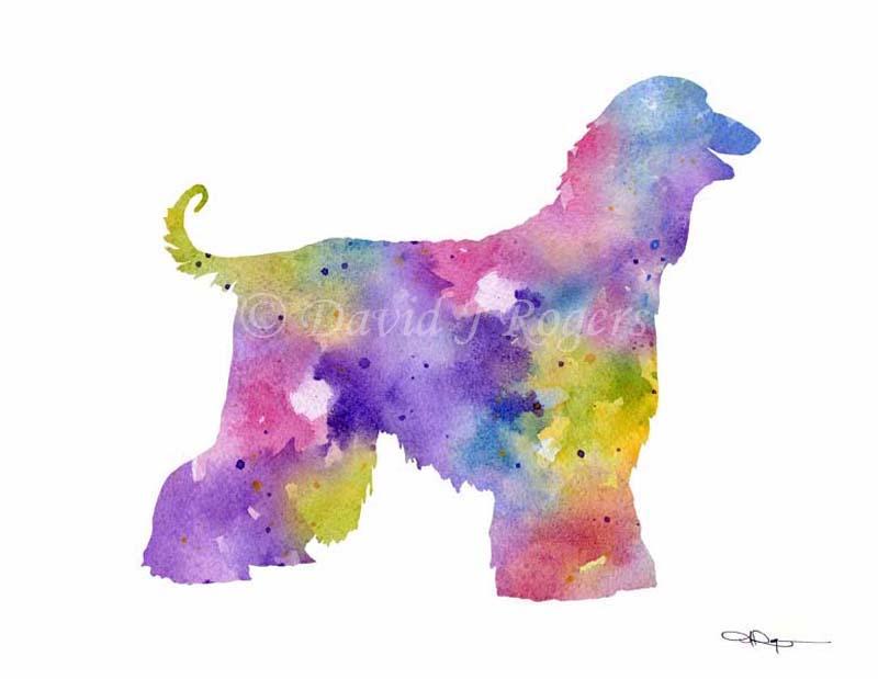 Afghan Hound Abstract Watercolor Art Print by Artist DJ Rogers