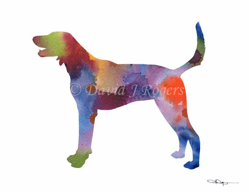 A American Foxhound 0 print based on a David J Rogers original watercolor