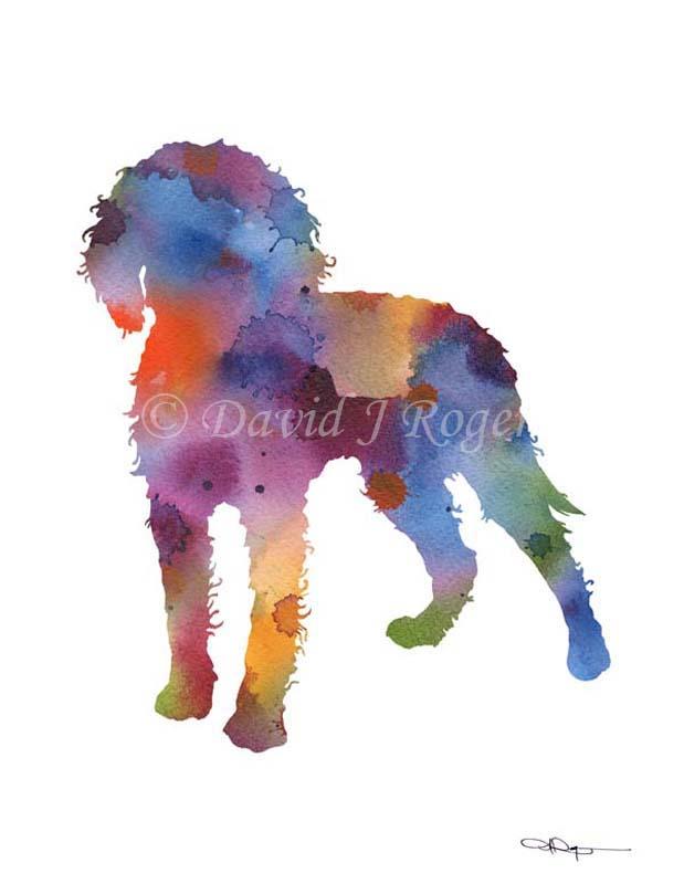 American Water Spaniel  Abstract Watercolor Art Print by Artist DJ Rogers
