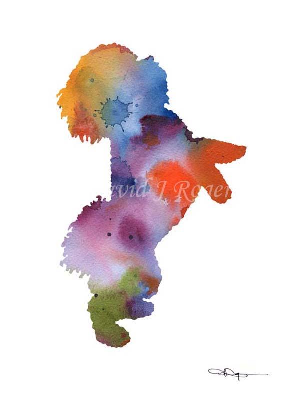 Bichon Frise Abstract Watercolor Art Print by Artist DJ Rogers