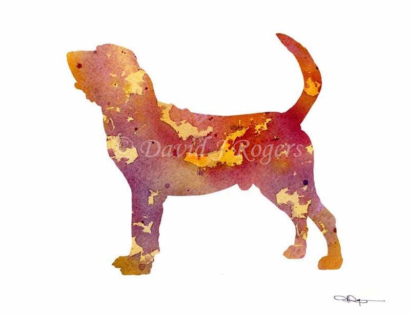 Bloodhound Abstract Watercolor Art Print by Artist DJ Rogers
