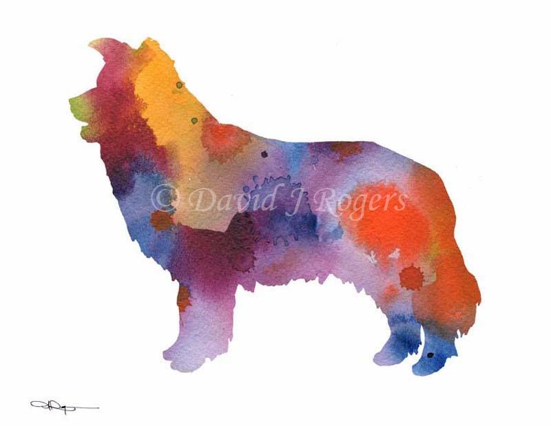 Border Collie Abstract Watercolor Art Print by Artist DJ Rogers