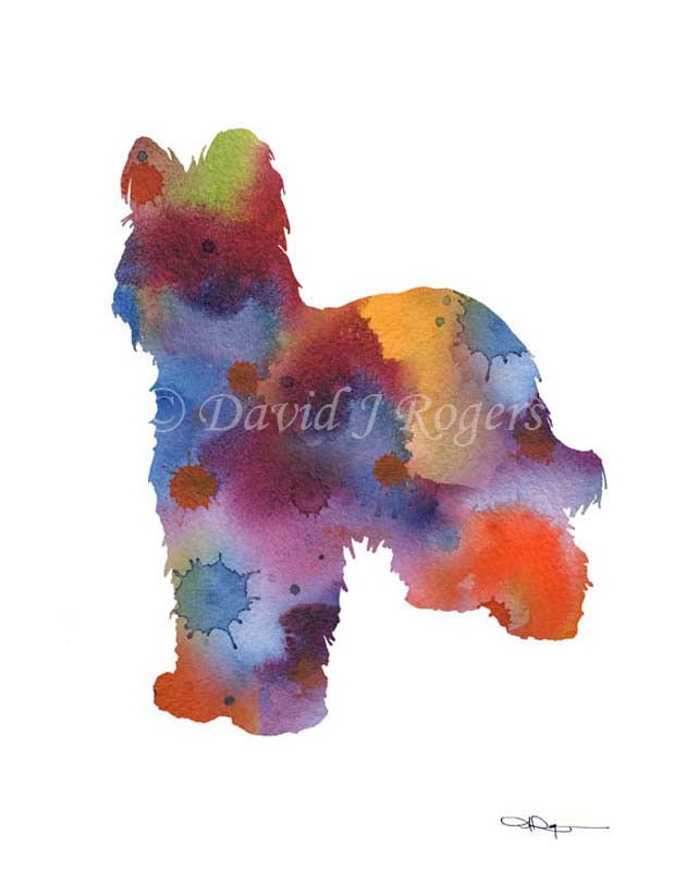 Briard Abstract Watercolor Art Print by Artist DJ Rogers