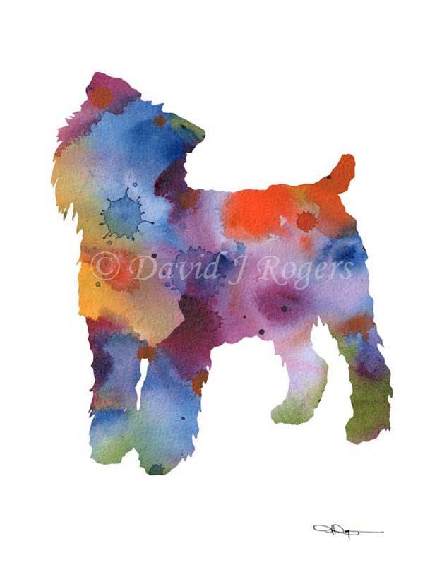 Brussels Griffon Abstract Watercolor Art Print by Artist DJ Rogers