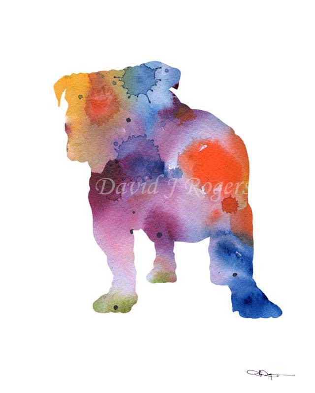 A Bulldog 0 print based on a David J Rogers original watercolor