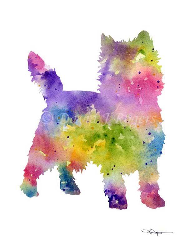 Cairn Terrier Abstract Watercolor Art Print by Artist DJ Rogers
