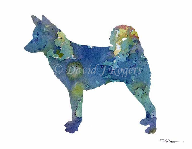 Canaan Dog Abstract Watercolor Art Print by Artist DJ Rogers