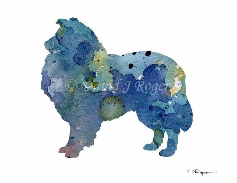Collie Abstract Watercolor Art Print by Artist DJ Rogers