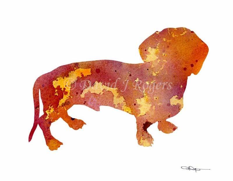 Dachshund Abstract Watercolor Art Print by Artist DJ Rogers
