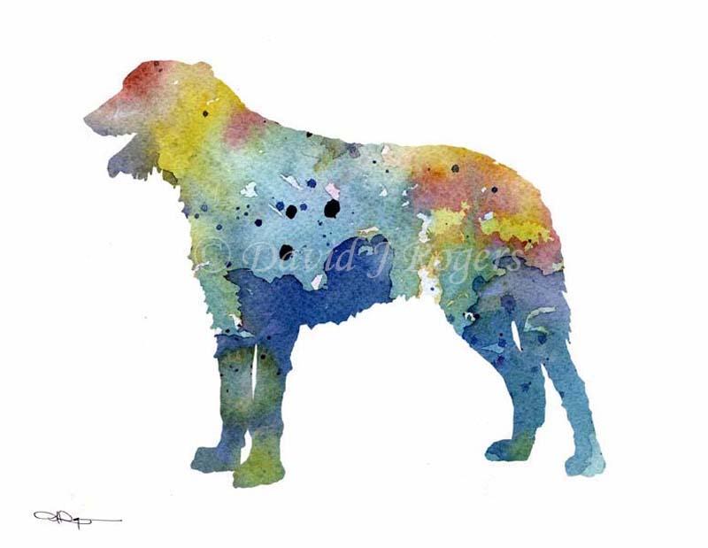 Irish Wolfhound Abstract Watercolor Art Print by Artist DJ Rogers