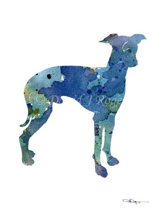 Italian Greyhound Abstract Watercolor Art Print by Artist DJ Rogers