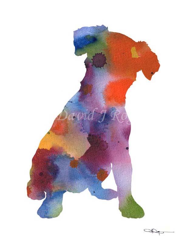 Jack Russell Terrier Abstract Watercolor Art Print by Artist DJ Rogers