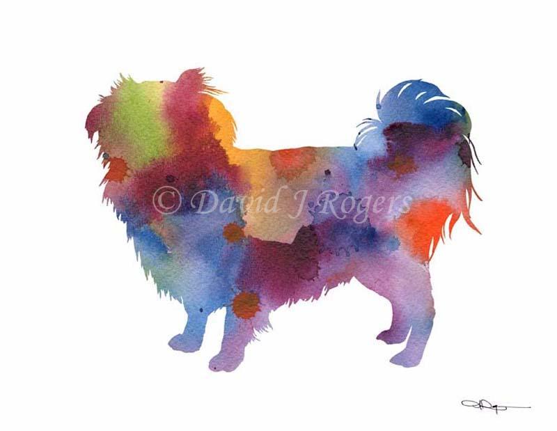 Japanese Chin Abstract Watercolor Art Print by Artist DJ Rogers