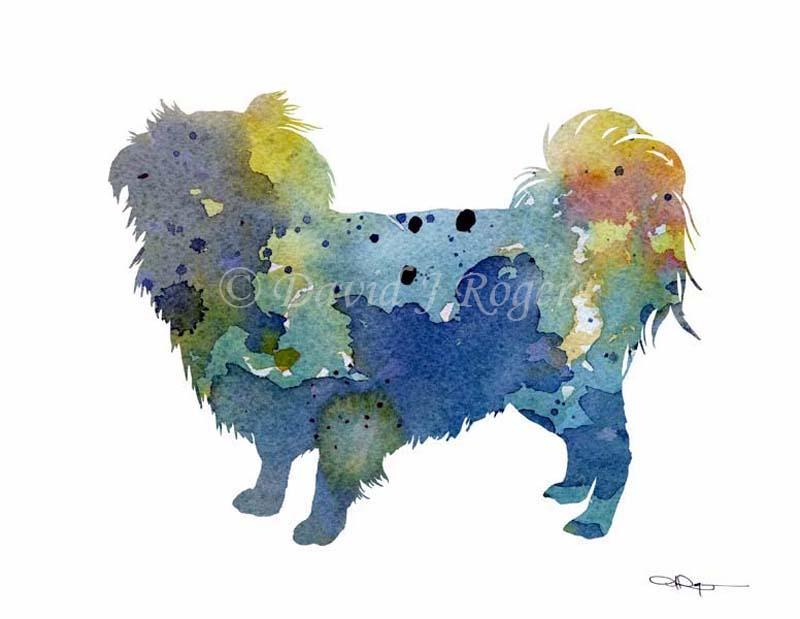 Japanese Chin Abstract Watercolor Art Print by Artist DJ Rogers