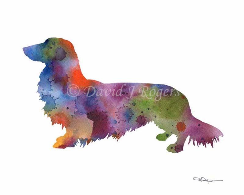 Painting Haired Print Wall Poster Dog Long Gallery Prints Art – Dachshund Decor Picture Dog